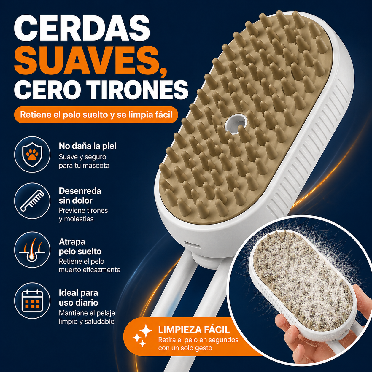 Cepillo Vapor Nubba™ — 3 en 1 para Gatos y Perros
